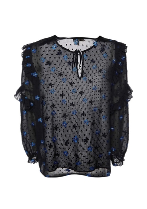 Maje dotted ruffled blouse - Black