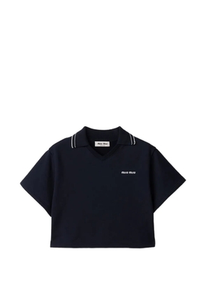 Miu Miu cropped cotton-fleece sweatshirt - Blue