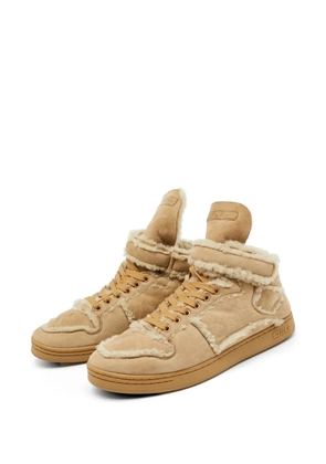 Dolce & Gabbana Pre-Owned shearling-trim suede sneakers - Neutrals