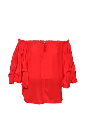 DVF Diane von Furstenberg ruffled off-shoulder top - Red