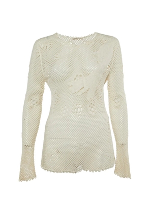 Maje embroidered mesh sweater - Neutrals