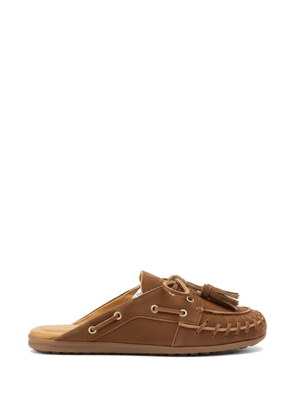 Posa fringe-detail suede mules - Brown