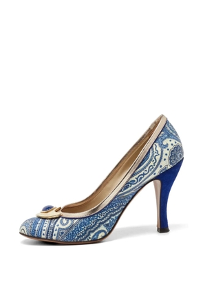 Etro Pre-Owned paisley-print embellished pumps - Blue