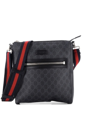 Gucci Pre-Owned Web Strap Front Zip Messenger Bag GG Coated Canvas Medium crossbody bag - Black