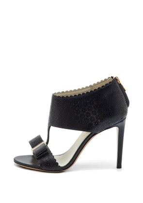 Ferragamo Pre-Owned Vara Bow perforated heeled sandals - Black
