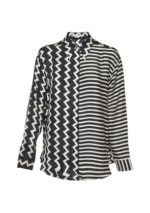 Stella McCartney Pre-Owned chevron and stripes-print long-sleeve silk shirt - Black