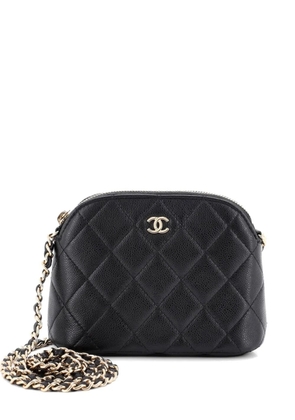 CHANEL Pre-Owned CC Dome Zip Clutch with Chain Quilted Caviar Mini crossbody bag - Black
