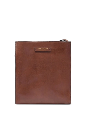 The Bridge small logo-plaque leather shoulder bag - Brown