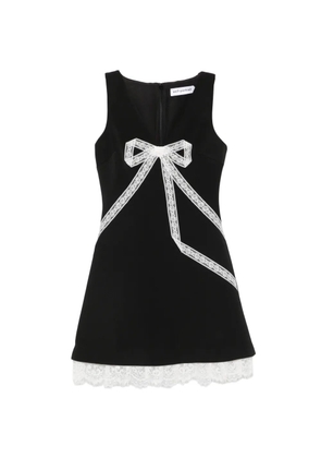 Self-Portrait lace-trim bow-detail mini dress - Black