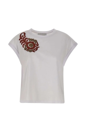 kaos floral-embroidered sequin-embellished T-shirt - White