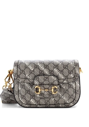 Gucci Pre-Owned x Balenciaga The Hacker Project Horsebit 1955 GG Coated Canvas Small shoulder bag - Brown
