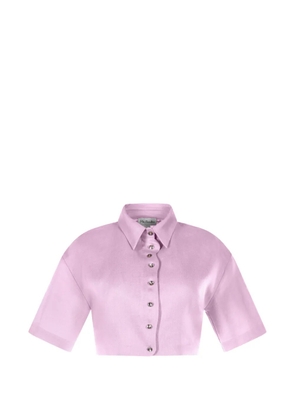 Mia Peculiar Wave linen cropped shirt - Pink