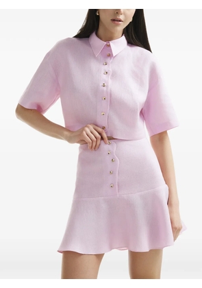 Mia Peculiar Wave linen cropped shirt - Pink