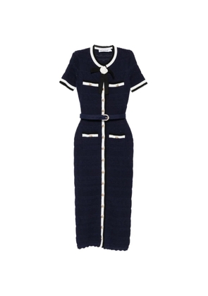 Self-Portrait belted bow-detail midi dress - Blue