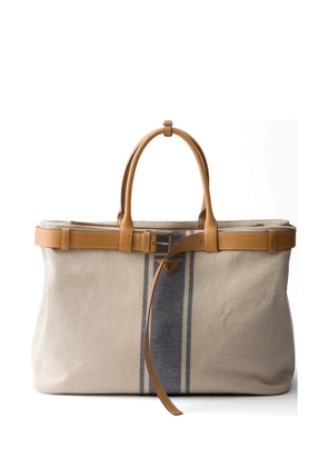 Prada Buckle canvas and leather bag - Neutrals