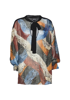 Just Cavalli Vintage animal-print tie-neck blouse - Blue