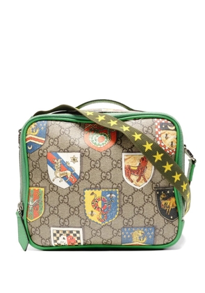 Gucci Pre-Owned 2015-2025 GG Supreme heraldic-print shoulder bag - Neutrals