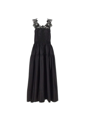 MAURIZIO MYKONOS lace-detail tiered maxi dress - Black