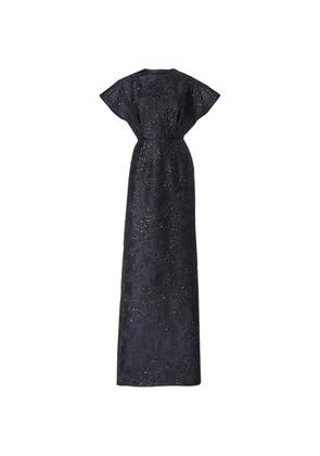 Carolina Herrera floral lurex jacquard fan-bodice gown - Blue