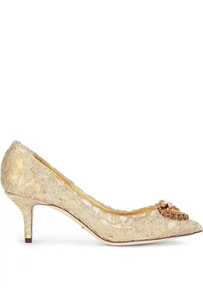 Dolce & Gabbana embellished lace pumps - Gold