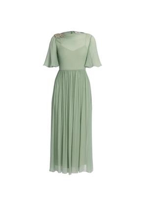 ERDEM embellished silk-creponne dress - Green