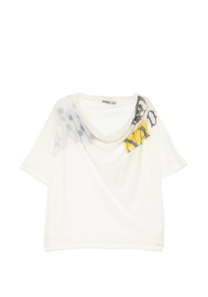 Open YY draped graphic-print T-shirt - White