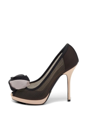 Christian Dior Pre-Owned flower-detail peep-toe pumps - Black