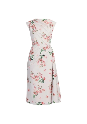 ERDEM floral-print draped dress - Neutrals