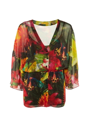 alice + olivia floral-print butterfly-print top - Green