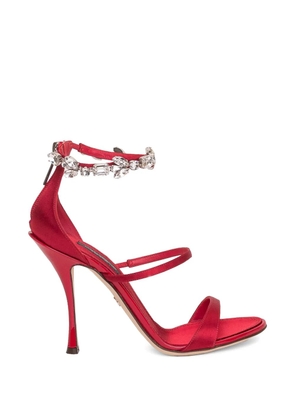 Dolce & Gabbana crystal-embellished satin-finish heeled sandals - Red