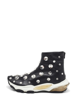 Valentino Garavani Pre-Owned crystal-embellished high-top sneakers - Black