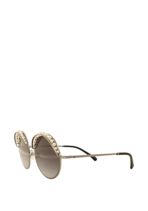 CHANEL Pre-Owned CC pearl-embellished sunglasses - Silver