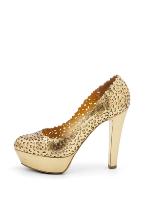 Sergio Rossi leather platform slip-on pumps - Gold