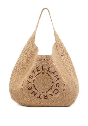 Stella McCartney logo crochet shoulder bag - Neutrals