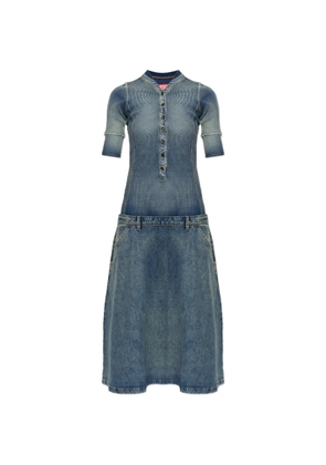 Diesel ribbed-knit panelled midi dress - Blue