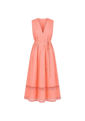 TWINSET crochet-trim sleeveless midi dress - Orange