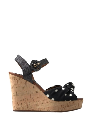 Dolce & Gabbana polka-dot knotted wedge sandals - Black