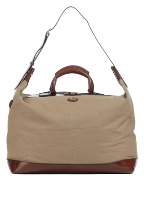 The Bridge leather-trim canvas luggage bag - Neutrals