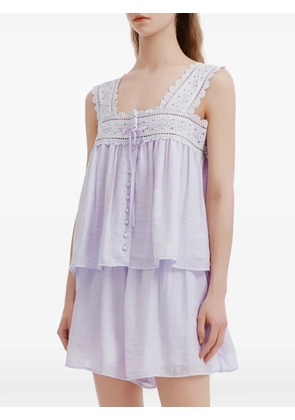 b+ab lace-trim button-up jumpsuit - Purple
