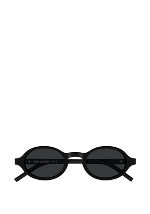 Saint Laurent Eyewear YSL-plaque oval-frame sunglasses - Black