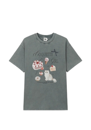 b+ab graphic-print acid-wash T-shirt - Grey
