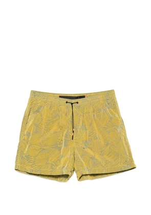 Roberto Ricci Designs leaf-print drawstring-waistband shorts - Yellow