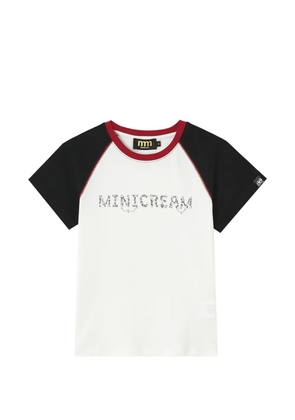 Mini Cream raglan-sleeve crystal-embellished T-shirt - White