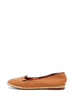 Charlotte Olympia Kitty canvas espadrilles - Brown