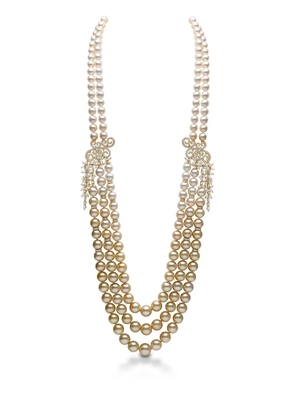 Yoko London 18kt yellow gold Ombré pearl and diamond necklace