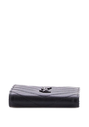 Saint Laurent Pre-Owned Classic Monogram Zipped Case Matelasse Chevron Leather card holder - Black