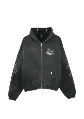 Represent graphic-print zip-up hoodie - Black