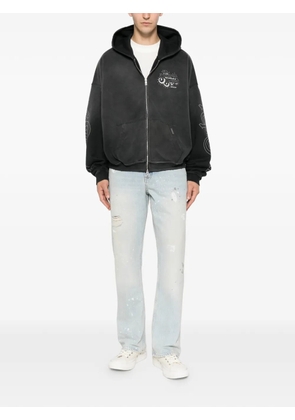 Represent graphic-print zip-up hoodie - Black