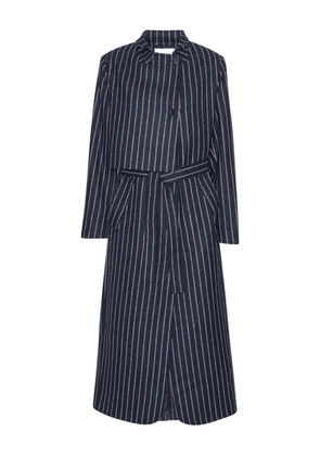 Henrik Vibskov pinstripe belted single breasted coat - Blue