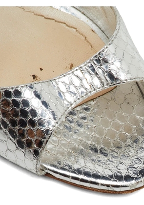 Christian Dior Pre-Owned python-effect ankle-strap sandals - Silver